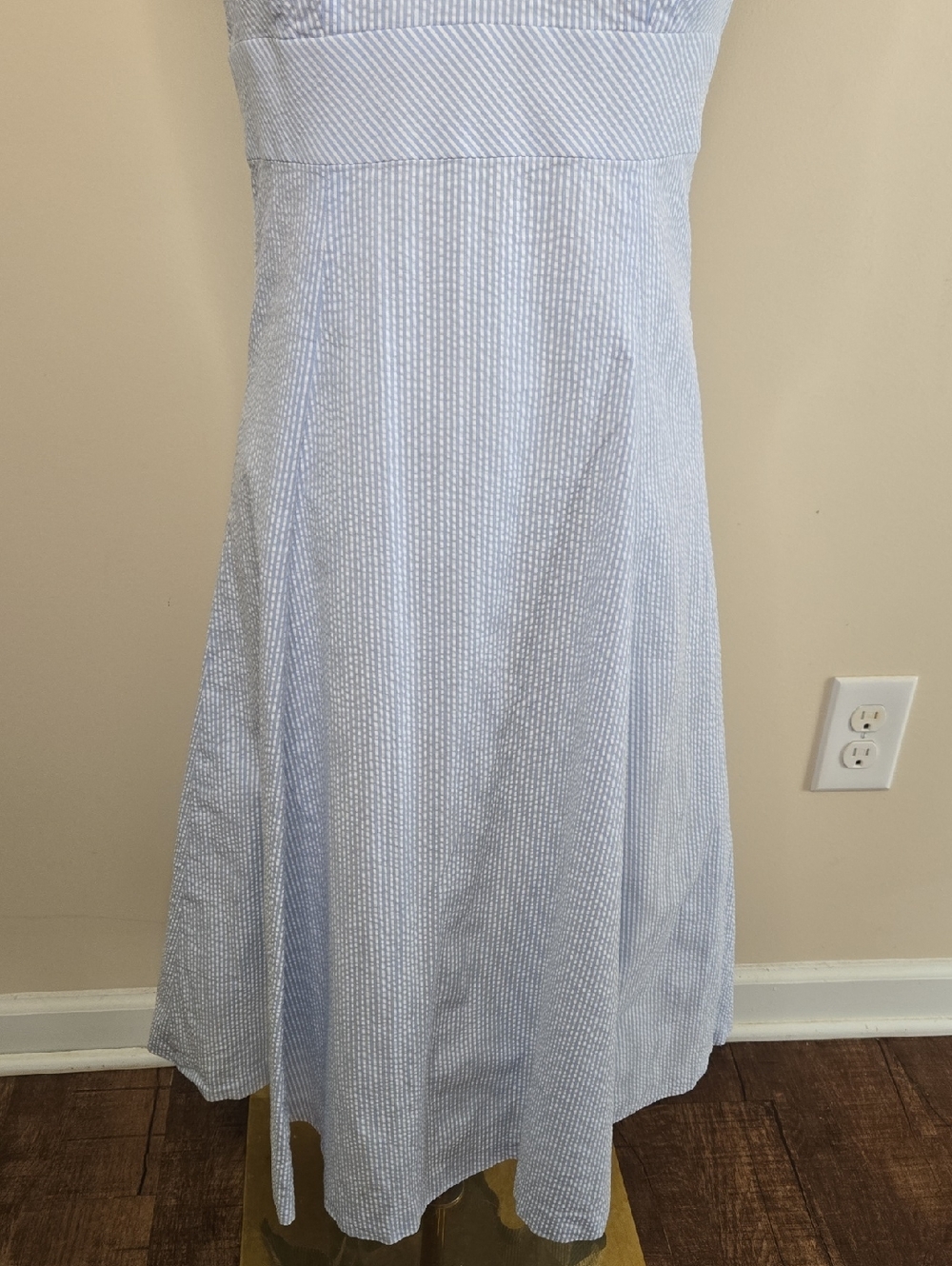 Brooks Brothers Blue Seersucker Dress Coastal Prep Classic Summer Sundress - Picture 4 of 9